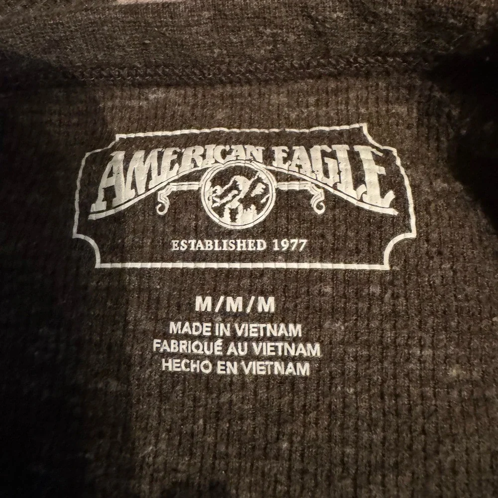 Vintage Y2K American Eagle Mens Thermal Shirt Medium Outdoors Long Sleeve Grunge